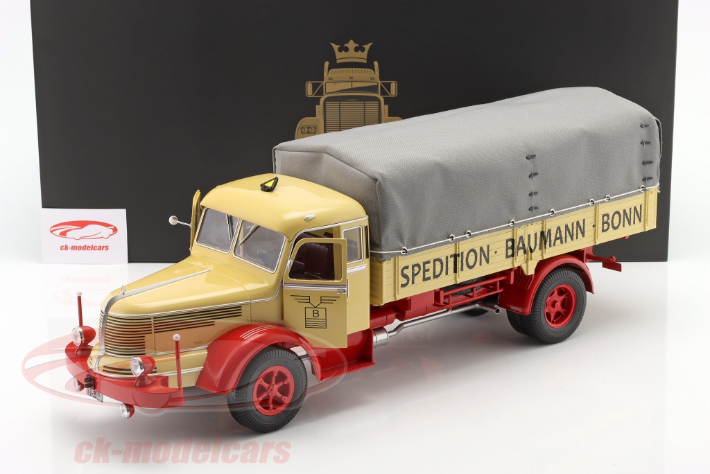 Road Kings 1:18 Krupp Titan SWL 80 Pritschen-LKW Baumann mit Plane 
