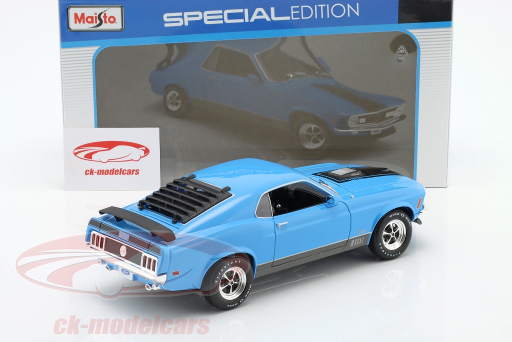 Maisto 1:18 Ford Mustang Mach 1 Año de construcción 1970 azul 31453 modelo  coche 31453 090159070399