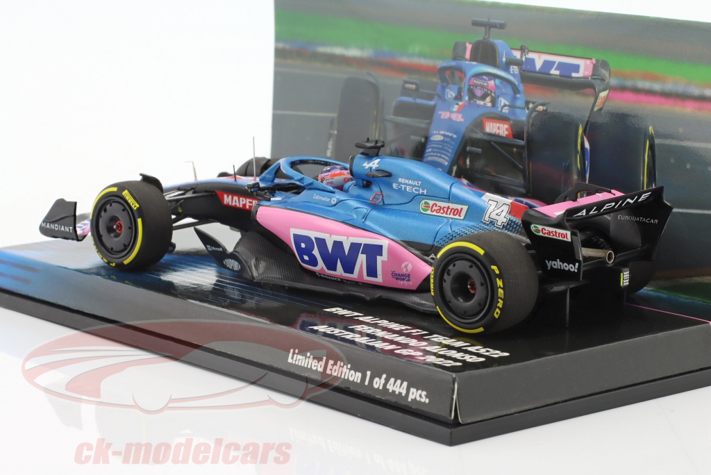 Minichamps 1:43 – Fernando Alonso Alpine F1 A522 GP Australie 2022 – édition Limitée 444 Pièces