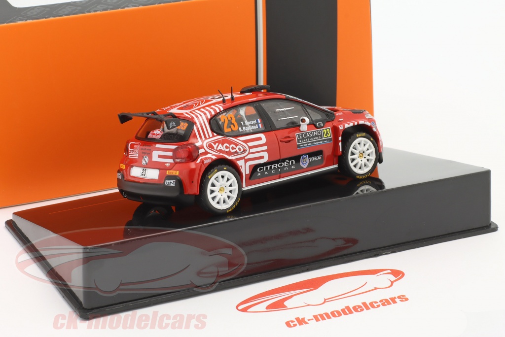 Miniature IXO Citroën C3 Rally2 – N°23 – Rallye Monte-Carlo 2022 – Rossel/Boulloud – 1/43