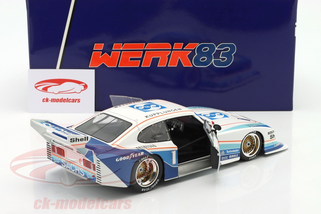 WERK 83 Capri Turbo GR.5 DRM 1982/18 Modellauto 1:18 - Weiß/Blau/Rot Metall Modell