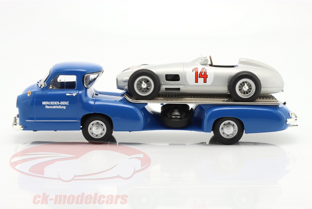 WERK83 118 Set MercedesBenz racing transporter blue Wonder with