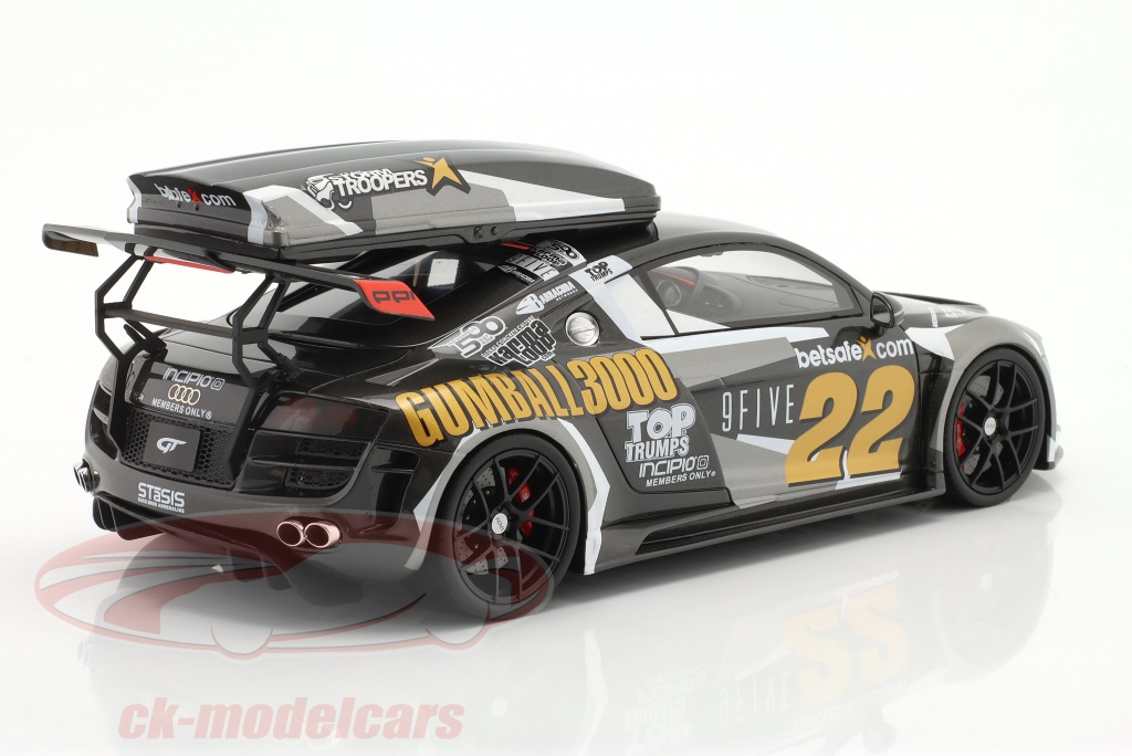 GT-SPIRIT 1:18 Audi R8 Gumball 3000 #22 sort / hvid / guld GT386 model ...