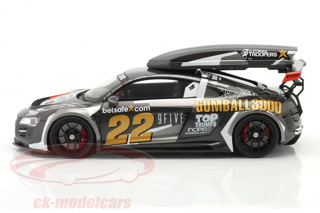 GT-SPIRIT 1:18 Audi R8 Gumball 3000 #22 sort / hvid / guld GT386 model ...