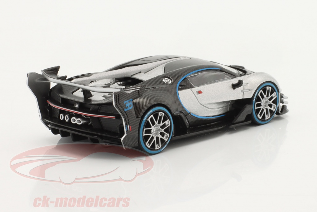 True Scale 1:64 Bugatti Vision Gran Turismo silver / black MGT00369L model  car MGT00369L 4895183698443