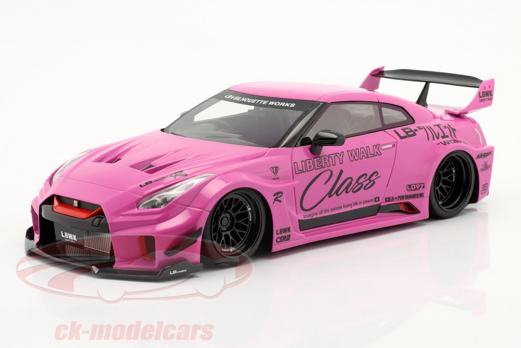 True Scale 1:18 Nissan GT-RR (R35) LBWK Class roze TS0355 model auto ...
