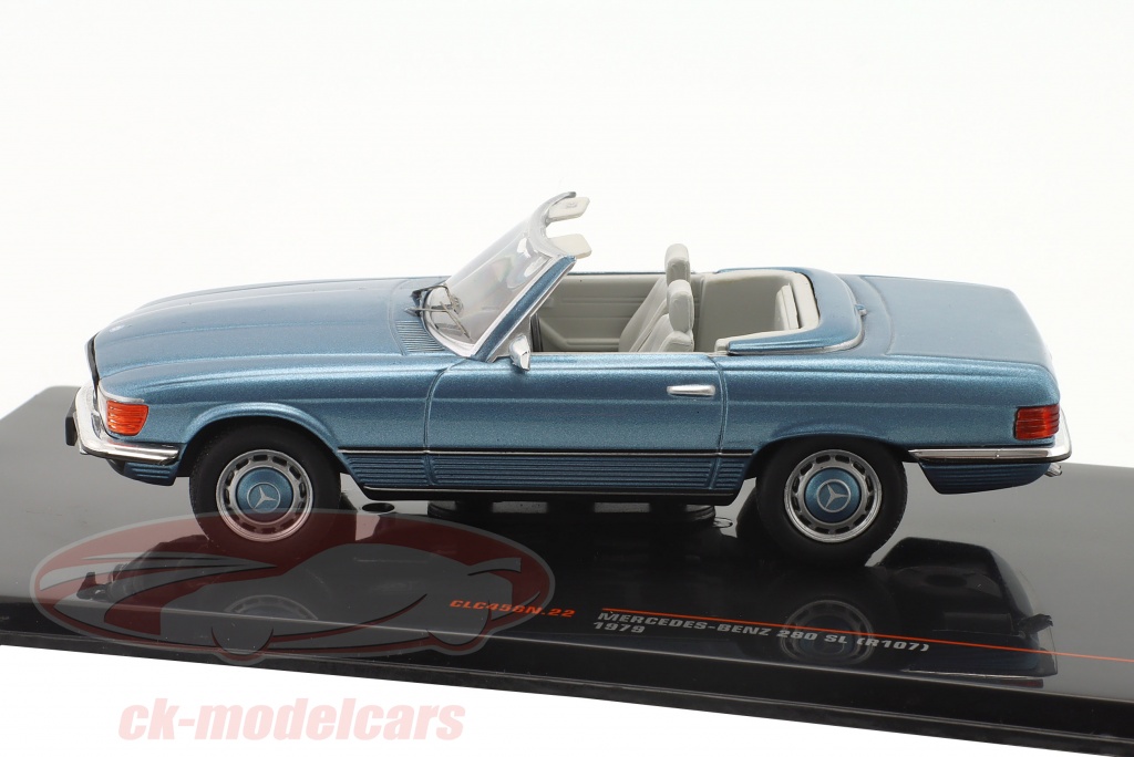 Modellino Auto IXO 1:43 Mercedes 280 SL R107 Roadster Del 1979 &ndash; Colore Blu, Serie CLC458N, Die-Cast