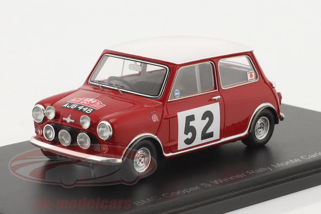Spark S1193 Miniatur-Auto – MINI Cooper S BMC Monte Carlo 1965, Maßstab 1:43, Rot/weiß