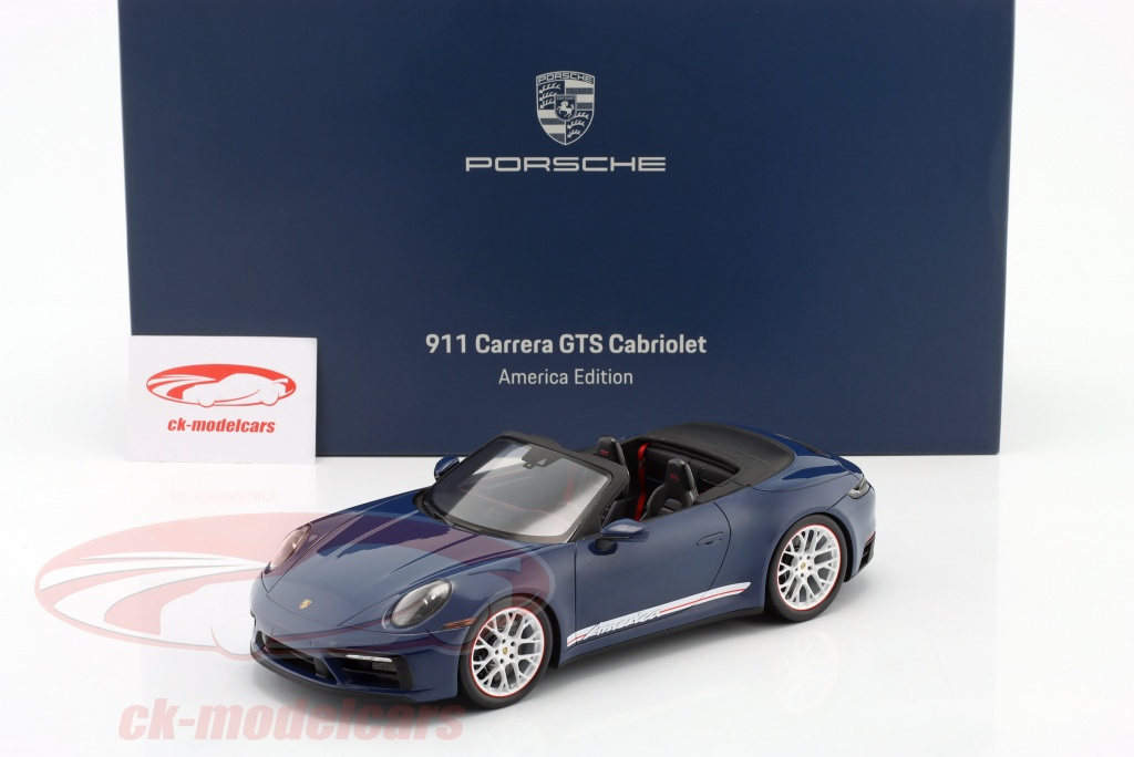 Modellino Spark 1:18 Porsche 911 (992) Carrera GTS Cabrio America Edition Blu - Foto 4