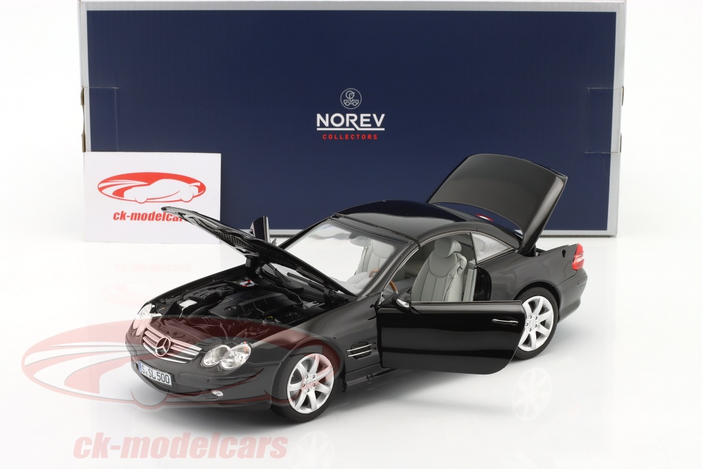 Mercedes-Benz SL 500 (R230) Cabriolet 2003 Zwart 1-18 Norev - Schuiten Autominiaturen