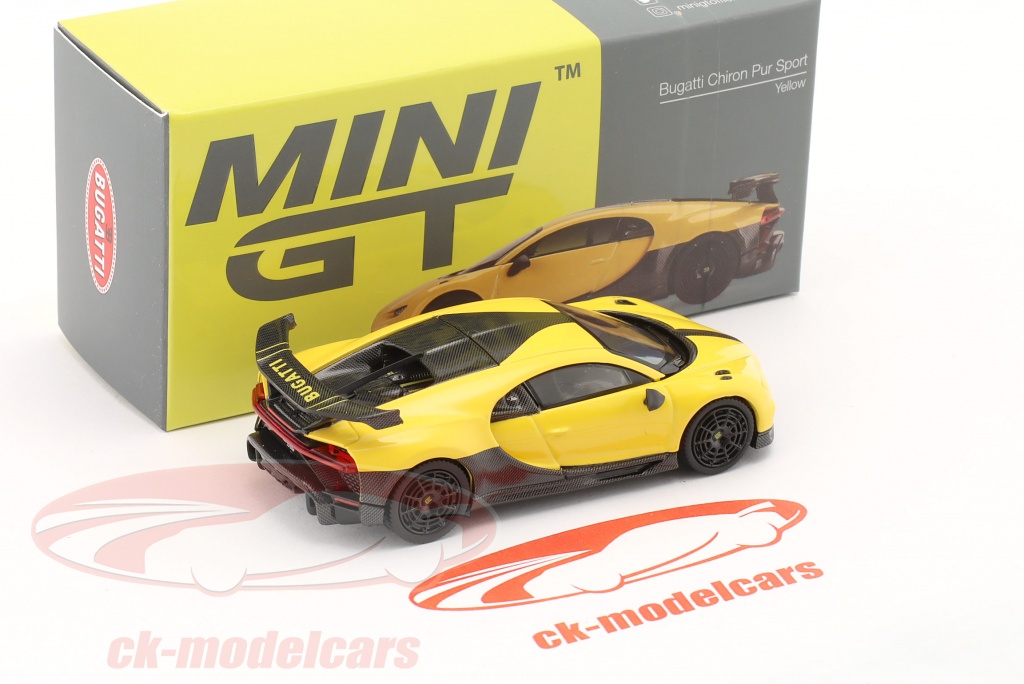 Modèle Bugatti Chiron Pur Sport Bleu 1:64 Mini GT - Voiture De Collection Avec Boîte Et Support