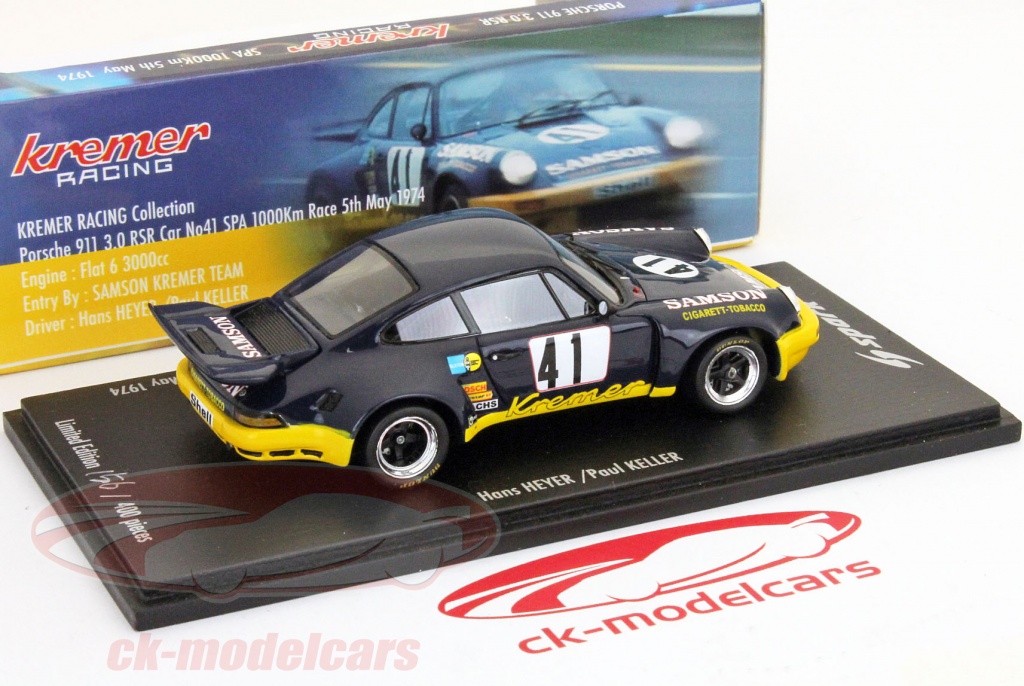 Spark 1:43 Porsche 911 3.0 RSR #41 1000km Spa 5th May 1974 Heyer 