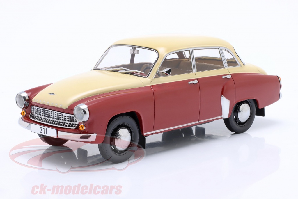 modelcar-group-1-18-wartburg-311-annee-de-construction-1959-rouge-fonce-beige-mcg18299/