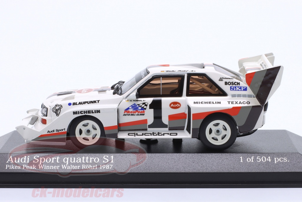 Minichamps 1:43 Audi Quattro S1 – Pikes Peak 1987 – W. Röhrl – Edition Limitée – Neuve