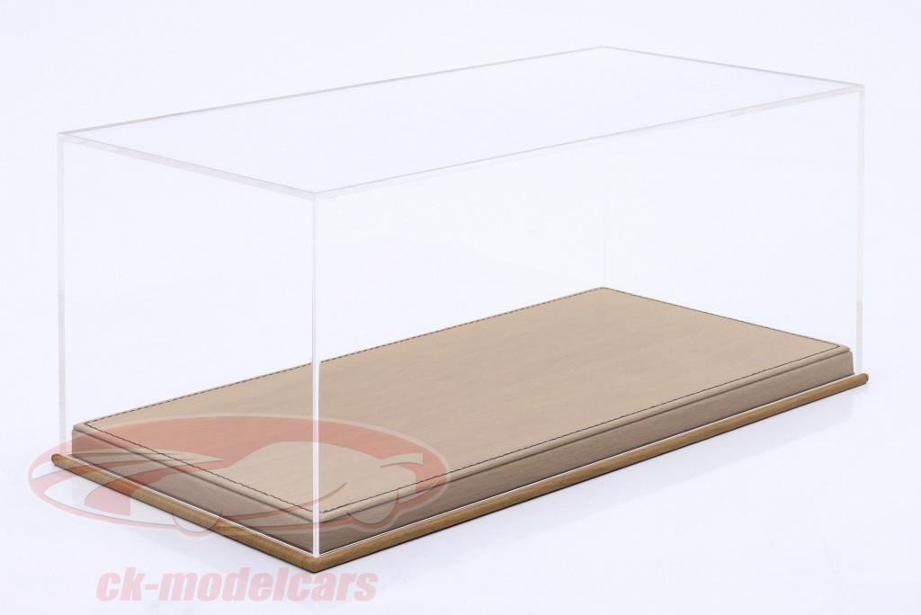 High-quality showcase with baseplate out of leather for model cars in scale 1:18 beige SAFE