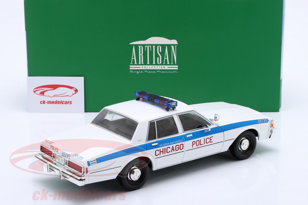 Chevrolet Caprice Police Chicago 1/18 UT Models – Miniature Zamac Blanc