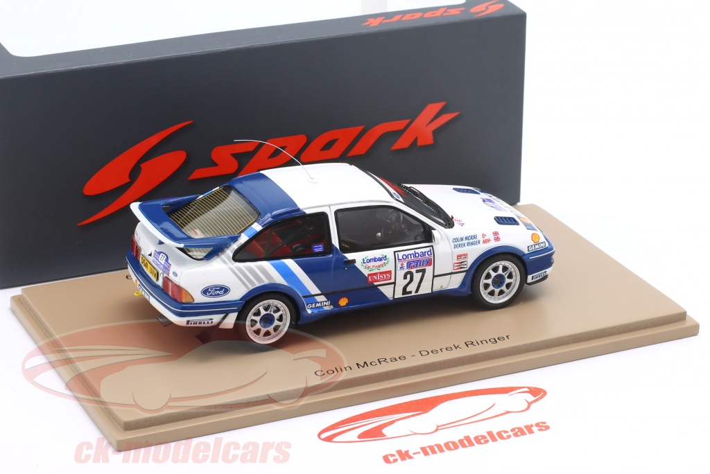 Modèle Miniature Ford Sierra RS Cosworth Rallye RAC 1987 - 1/43 Spark - Collection McRae
