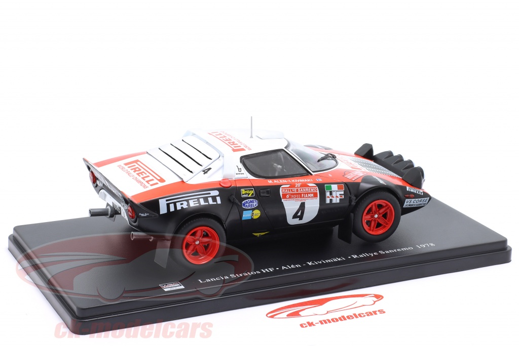 Miniature Voiture LANCIA STRATOS HF Alen Kivimaki Sanremo 1978 - Échelle 1/24 - Hachette - Neuf