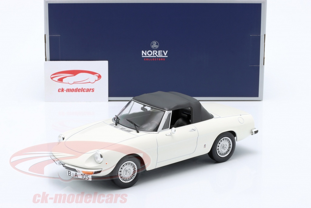 Modèle Réduit Alfa Romeo 2000 Spider 1978 Au 1/18 Par Norev - Rouge, Toit Souple Amovible