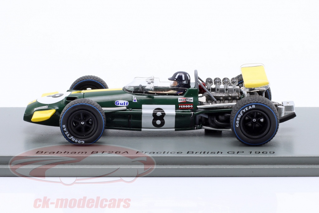 Miniature Brabham BT26A Piers Courage N°16 – Spark 1/43, 5e GP Grande-Bretagne 1969