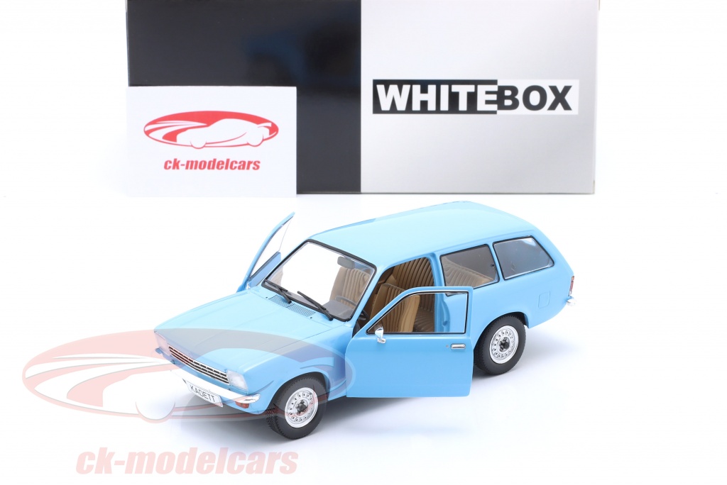 Modellino Opel Kadett C Caravan 1973 Azzurro Scala 1:24 Whitebox - Portiere Apribili