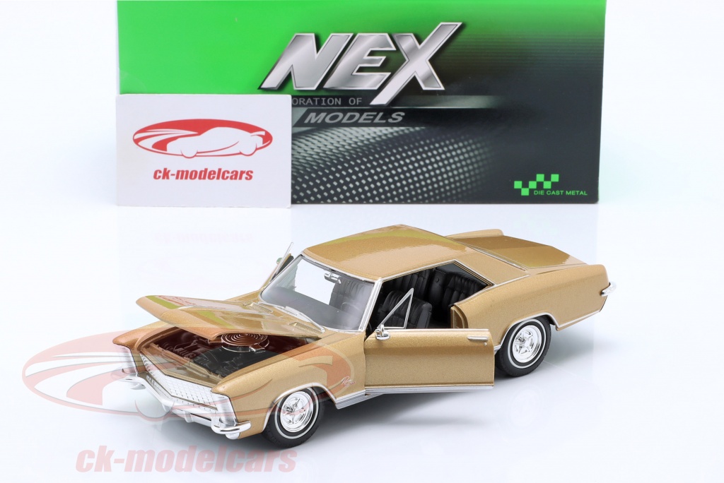 Welly/Nex 1:24 Buick Riviera Gran Sport Coup&eacute; 1965: Pressofuso Oro Metallizzato, Portiere Apribili!