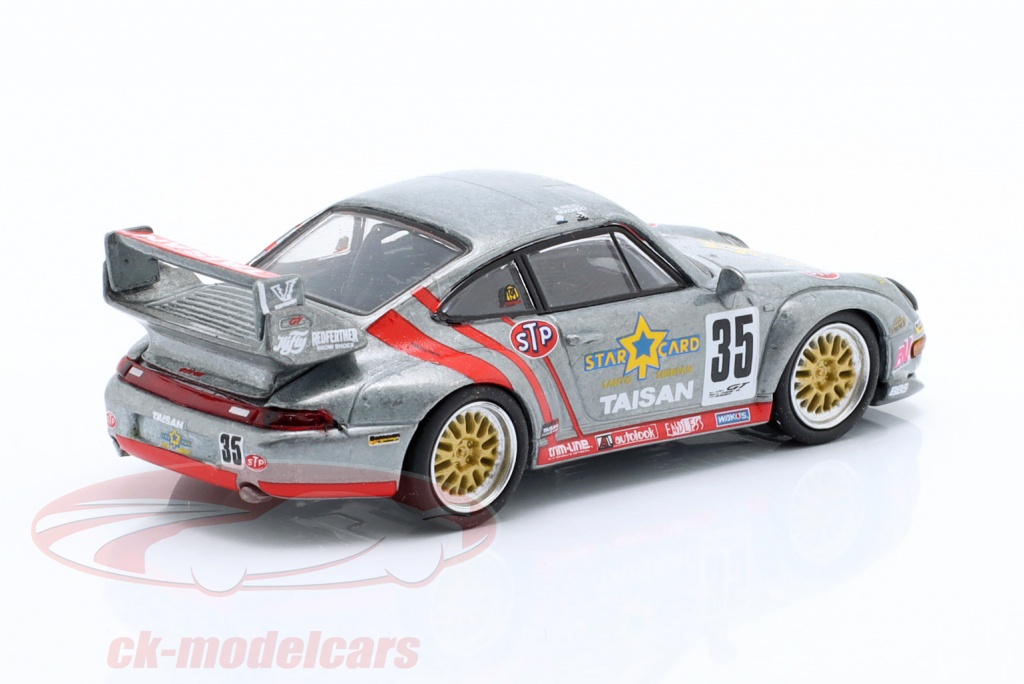 Voiture Miniature Porsche 911 GT2 (993) – Tarmac Works X Schuco – Échelle 1/64, Couleur Blanc – Modèle Diecast