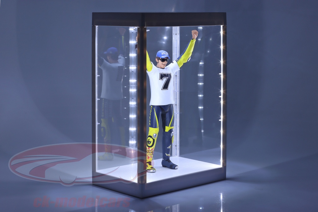 SONNI Glazen vitrinekast met led-verlichting, zwart/wit