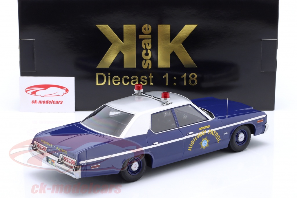 Dodge Monaco Nevada Highway Patrol 1974 1:18 KK-Scale Azul - 20 anos! Loja on-line de miniaturas colecionáveis