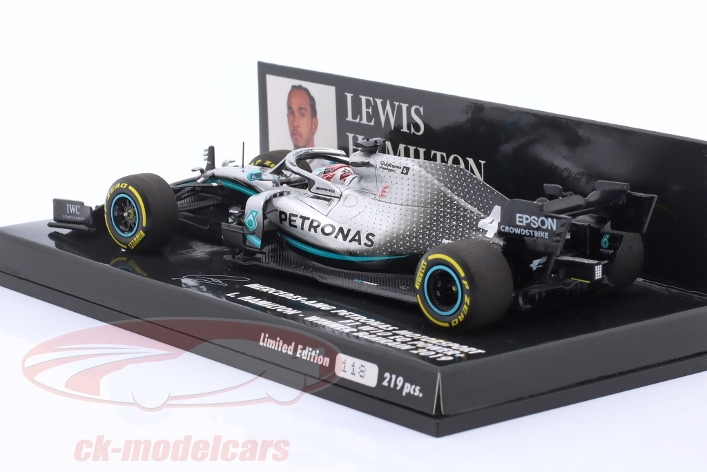 Lewis Hamilton's British GP Winner Mercedes AMG Petronas W12 Car - 1:43 Scale Model With Mini Flag