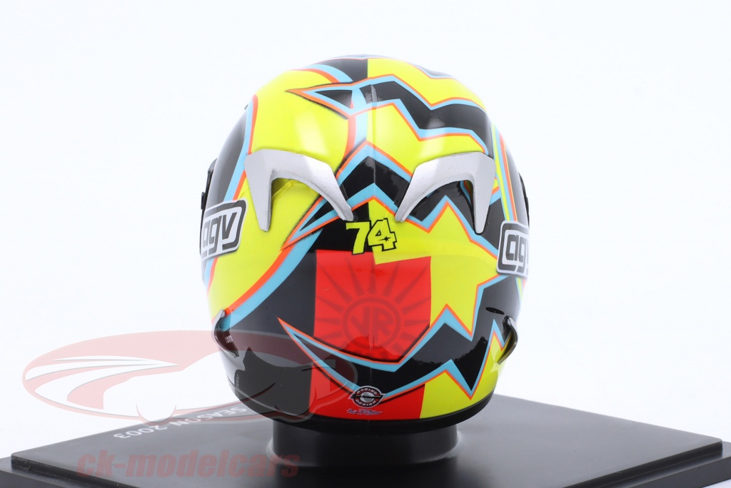 Casque Miniature Valentino Rossi 1/5 - Saison 2003 Honda RC211V - Modèle Collection - Boîte Vitrine