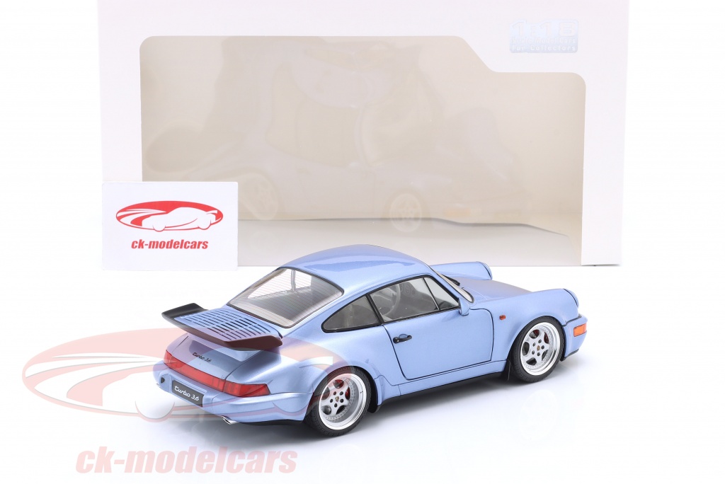 Voiture Miniature Solido 1:18 Porsche 911 (964) Turbo Bleue 1990 - Modèle Collection Détail Ouvrant