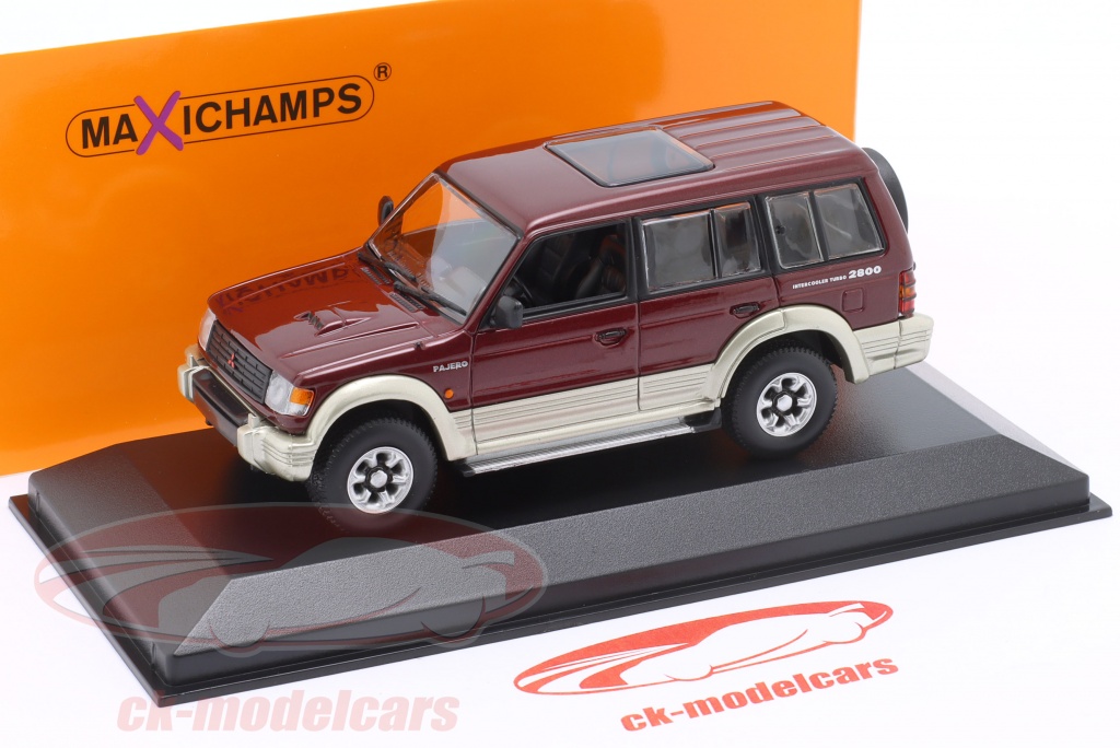 Mitsubishi Pajero LWB 1991, Rouge Métallisé, Modèle Réduit Maxichamps 1/43, Neuf