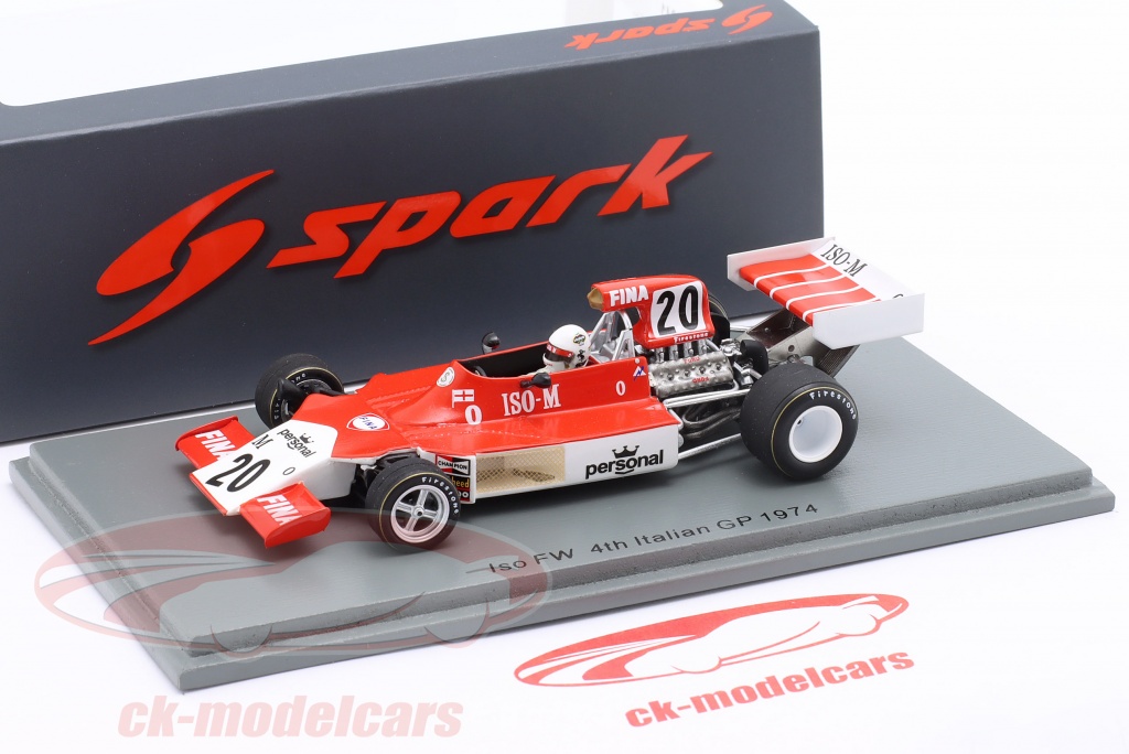 Miniature Spark 1:43 Iso Rivolta F1 FW #20 Grand Prix D'Italie 1974 A.Merzario - Neuf