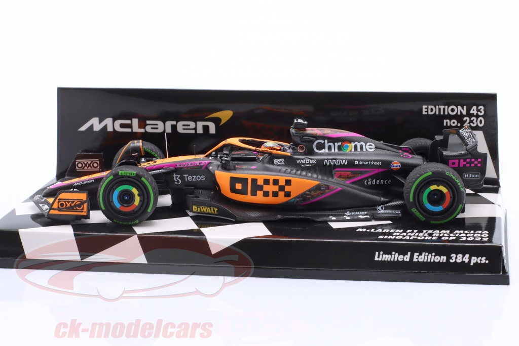 Bburago Fórmula 1 MCLAREN F1 MCL 36 (2022) con Casco RICCIARDO a Escala 1:43 Coleccionable de Carreras