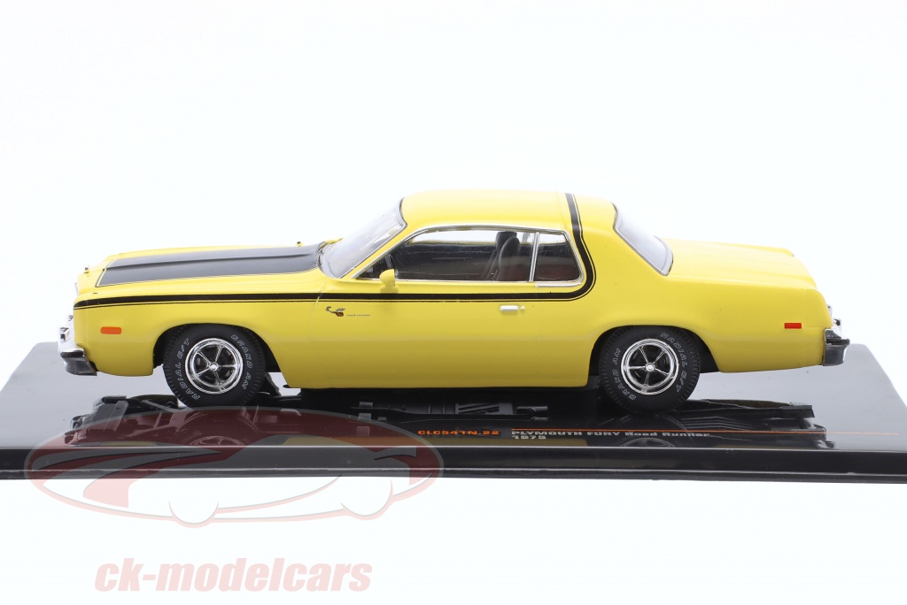 Maquette IXOMODELS Plymouth Road Runner 1975 – Échelle 1/43, Jaune, Métal, Neuve