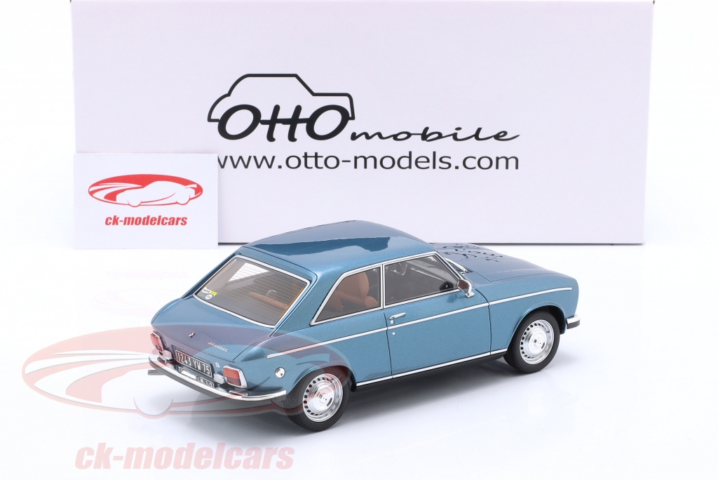Miniature Otto 1/18 – Peugeot 304 S Coupé 1972, Bleu Métallisé, Résine