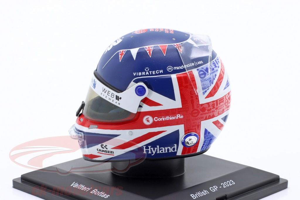 Casque F1 Miniature Spark 1:5 – Modèle Valtteri Bottas GP Grande-Bretagne 2023, Référence 5HF119