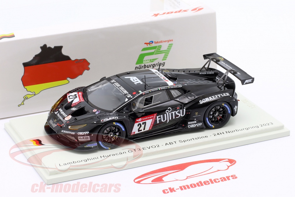 Spark 1/18 Lamborghini Huracan GT3 Evo2 #27 Nürburgring 2023 + Vitrine