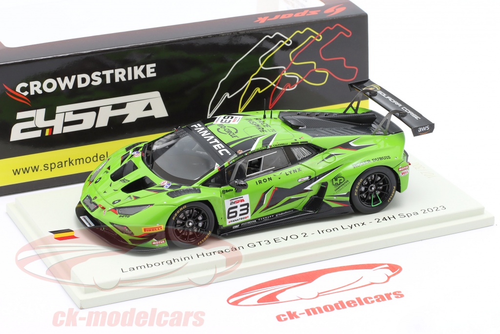 Miniature 1:43 Truescale Lamborghini Huracán GT3 Evo2 #63 Lynx - Daytona 2023 - Neuve