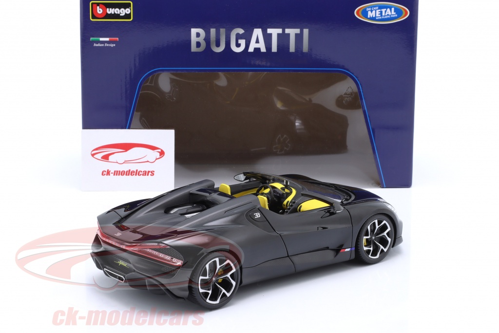 Bburago 1/18 Bugatti Mistral Noir – Réplique Métal Ouvrant Avec Moteur Et Habitacle Détaillés – Modèle Collector De Luxe