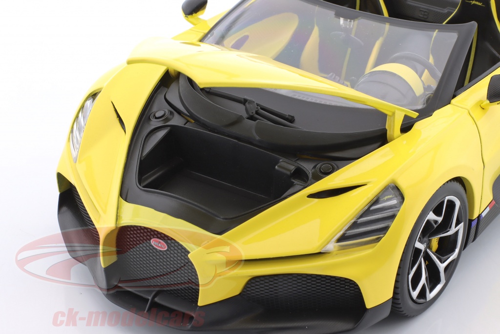 Bburago 1:18 Bugatti Bolide W16.4 Année De Construction 2020 Jaune Carbone 18 11047