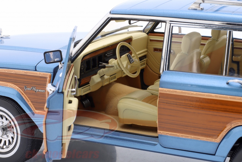 Voiture Miniature Jeep Grand Wagoneer 1989 Bleu Métallisé 1:18 - KK Scale, Modèle Diecast