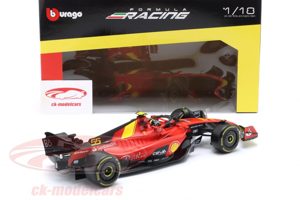 Bburago 1:18 Carlos Sainz jr. Ferrari SF-24 #55 formule 1 2024 18-16815 #55 modèle voiture 18