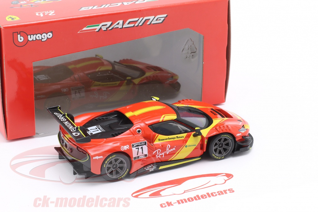 Bburago 2023 Ferrari 296 GT3 1/43 - Modèle Voiture Alliage Moulé Sous Pression Collection Adulte