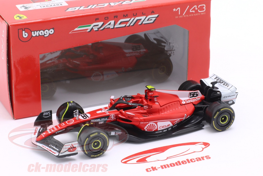 Ferrari Sainz SF-24 Modèle Auto Formule 1 2024 Diecast 1/43 Pilote 55 Bburago 4893993016549