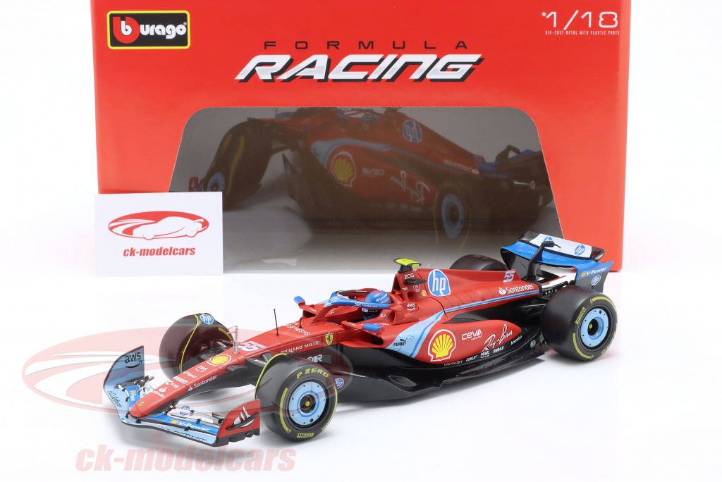 Ferrari SF-24 #55 Carlos Sainz GP Miami 2024 - Bburago 1:18 Modello Rosso, Edizione Speciale - Foto 3