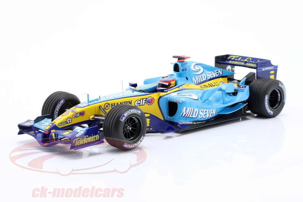 OPO 10 - Formule 1 échelle 1/24 Compatible avec Renault R25 Fernando Alonso Champion du Monde 2005 Voiture Miniature OR028