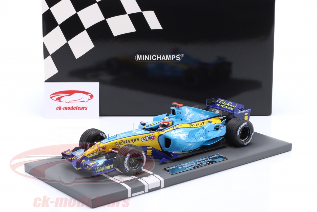 Miniature MINICHAMPS 1/18 – Renault R25 – Vainqueur GP Belgique 2005 (F. Alonso) – Résine