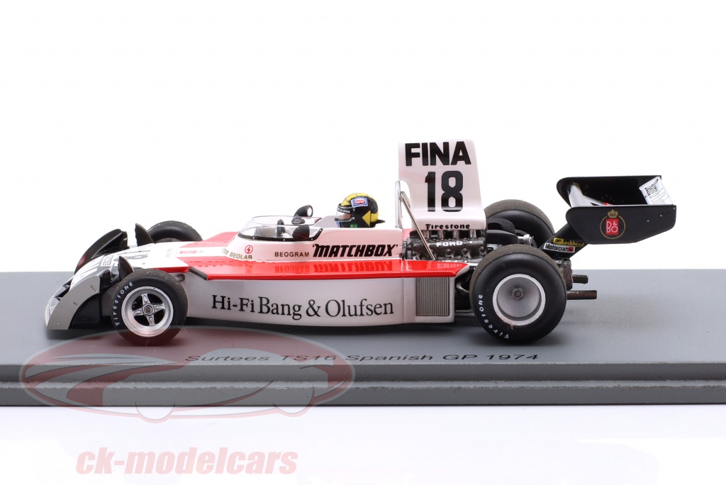 Miniature Surtees TS16 Carlos Pace N°18 GP Espagne 1974 - Spark 1/43